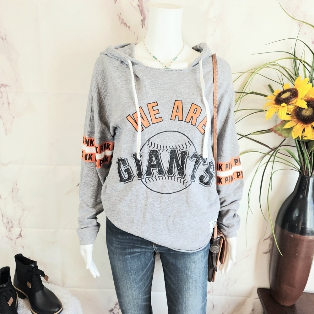 PINK Victoria's Secret Gray and Orange Giants Hoodie